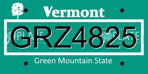 GRZ4825 Vermont License Plate