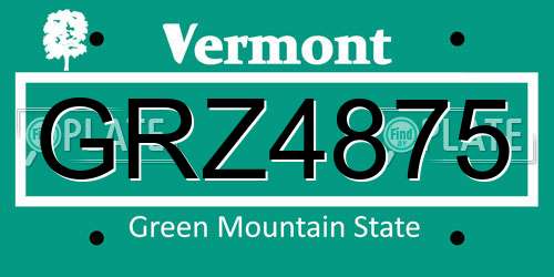 GRZ4875 Vermont License Plate