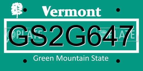 GS2G647 Vermont License Plate