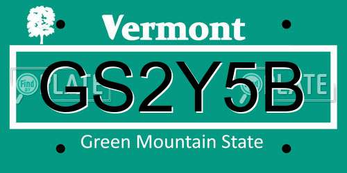 GS2Y5B Vermont License Plate