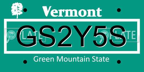 GS2Y5S Vermont License Plate