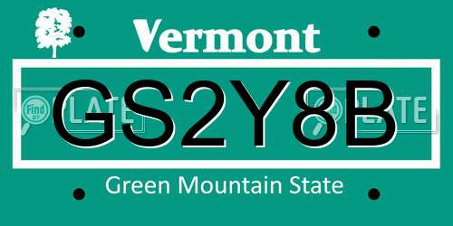 GS2Y8B Vermont License Plate