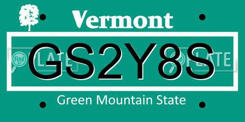 GS2Y8S Vermont License Plate