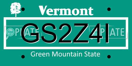 GS2Z4I Vermont License Plate