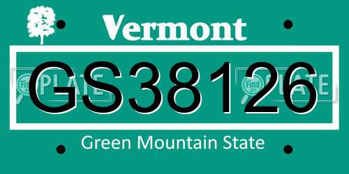 GS38126 Vermont License Plate