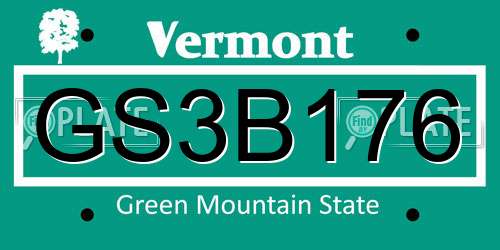 GS3B176 Vermont License Plate