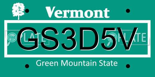 GS3D5V Vermont License Plate