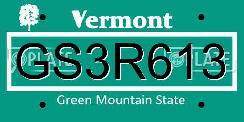 GS3R613 Vermont License Plate