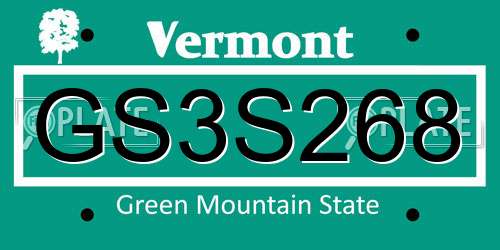 GS3S268 Vermont License Plate
