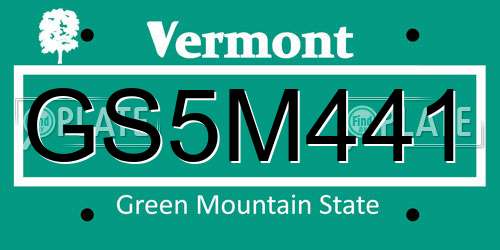 GS5M441 Vermont License Plate
