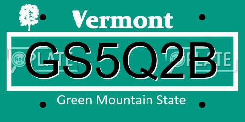 GS5Q2B Vermont License Plate