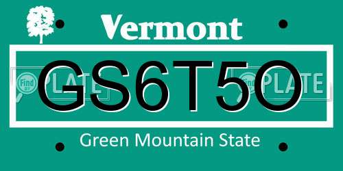 GS6T5O Vermont License Plate