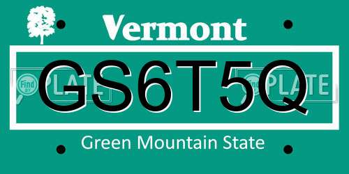 GS6T5Q Vermont License Plate