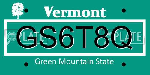 GS6T8Q Vermont License Plate