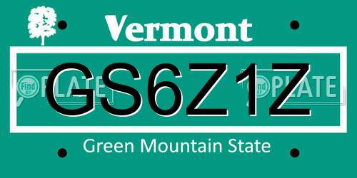 GS6Z1Z Vermont License Plate