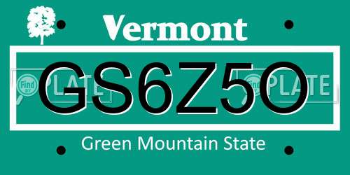 GS6Z5O Vermont License Plate