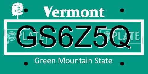 GS6Z5Q Vermont License Plate