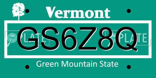 GS6Z8Q Vermont License Plate