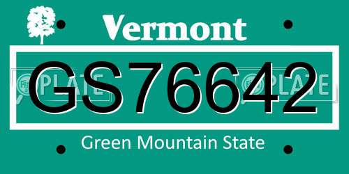 GS76642 Vermont License Plate