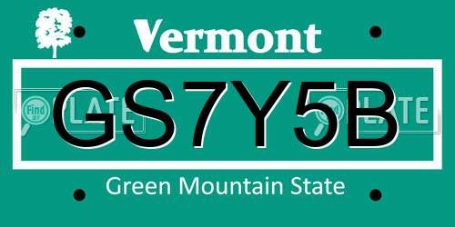 GS7Y5B Vermont License Plate