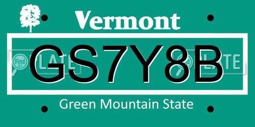 GS7Y8B Vermont License Plate