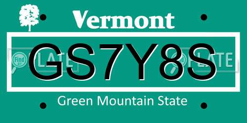 GS7Y8S Vermont License Plate