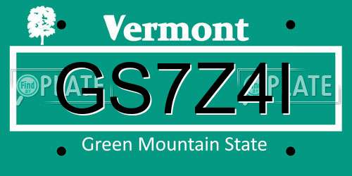 GS7Z4I Vermont License Plate