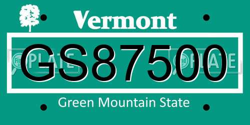 GS87500 Vermont License Plate