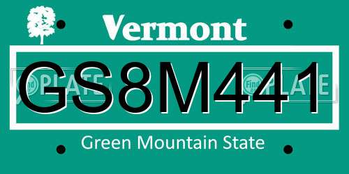 GS8M441 Vermont License Plate