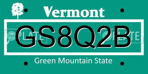 GS8Q2B Vermont License Plate