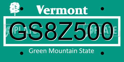 GS8Z500 Vermont License Plate