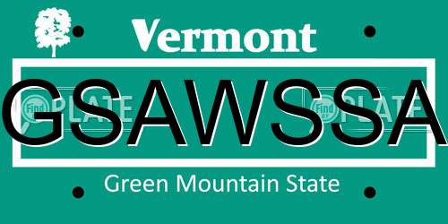 GSAWSSA Vermont License Plate