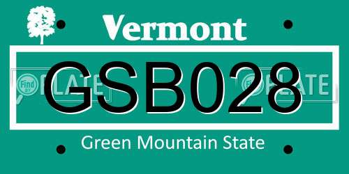 GSB028 Vermont License Plate
