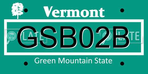 GSB02B Vermont License Plate