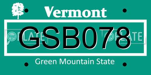 GSB078 Vermont License Plate