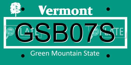 GSB07S Vermont License Plate
