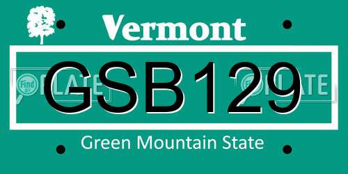 GSB129 Vermont License Plate