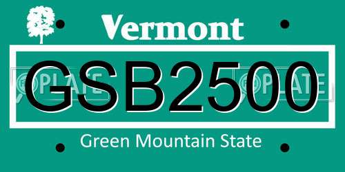 GSB2500 Vermont License Plate