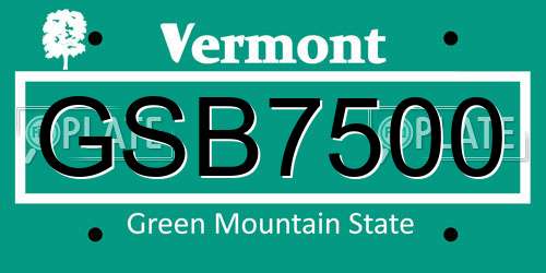 GSB7500 Vermont License Plate