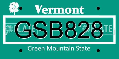 GSB828 Vermont License Plate