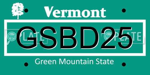 GSBD25 Vermont License Plate