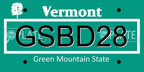 GSBD28 Vermont License Plate