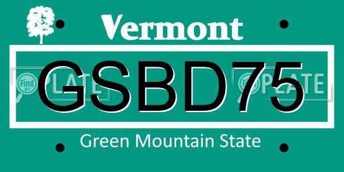 GSBD75 Vermont License Plate