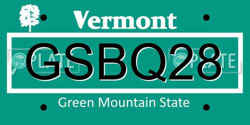 GSBQ28 Vermont License Plate