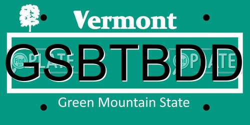 GSBTBDD Vermont License Plate