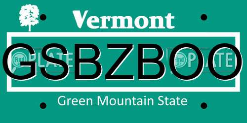 GSBZBOO Vermont License Plate