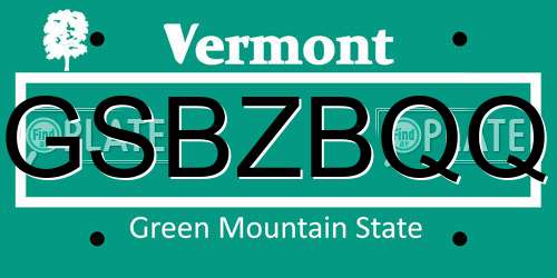 GSBZBQQ Vermont License Plate