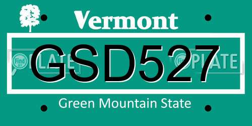 GSD527 Vermont License Plate