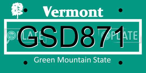 GSD871 Vermont License Plate
