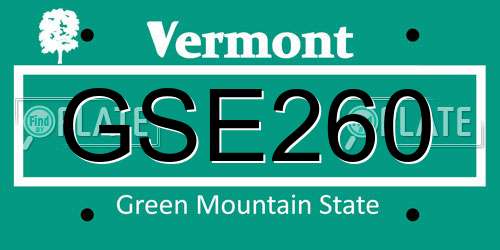 GSE260 Vermont License Plate